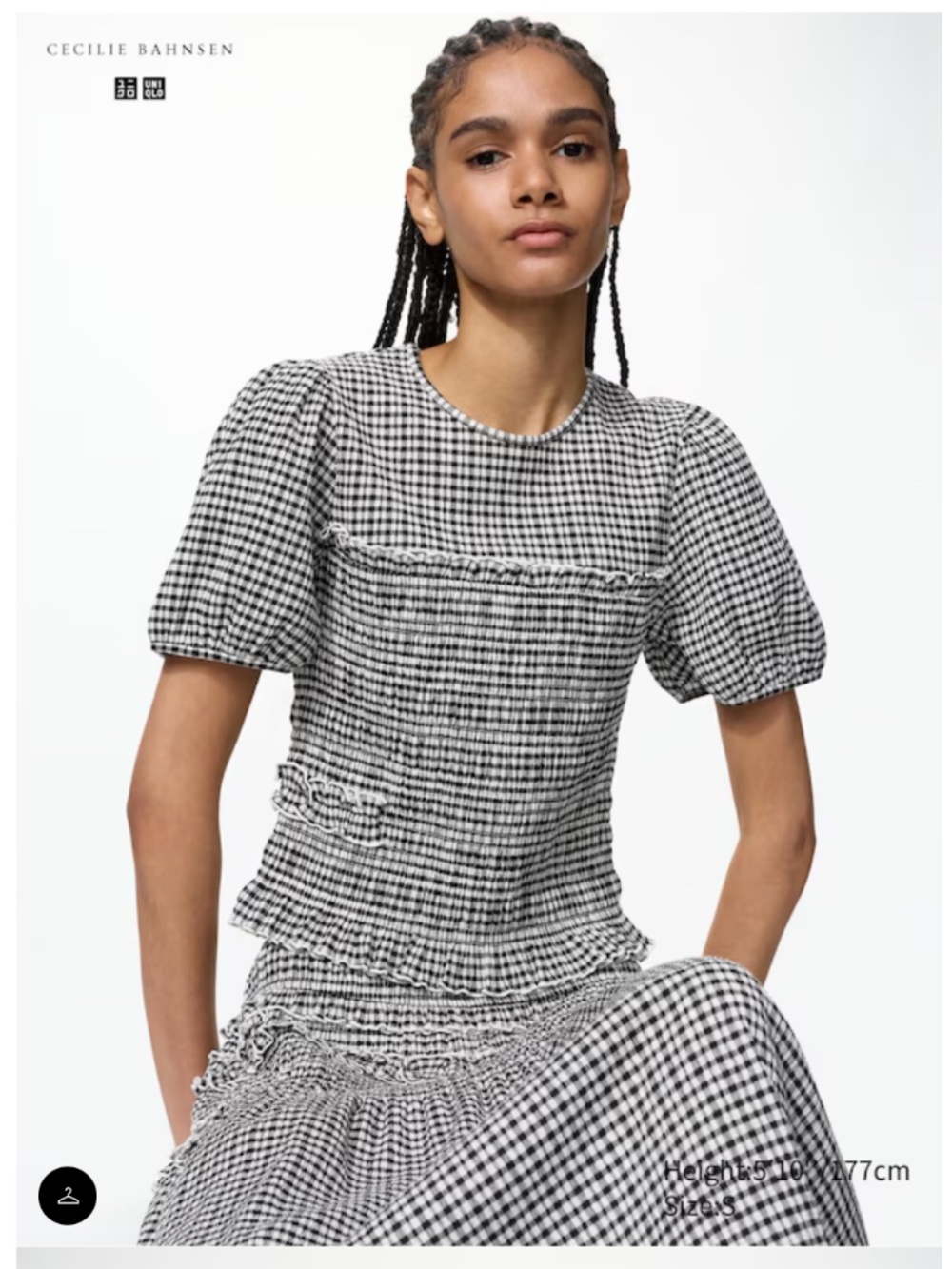 NWT UNIQLO X CECILIE BAHNSEN Shirring Volume Sleeve T-Shirt